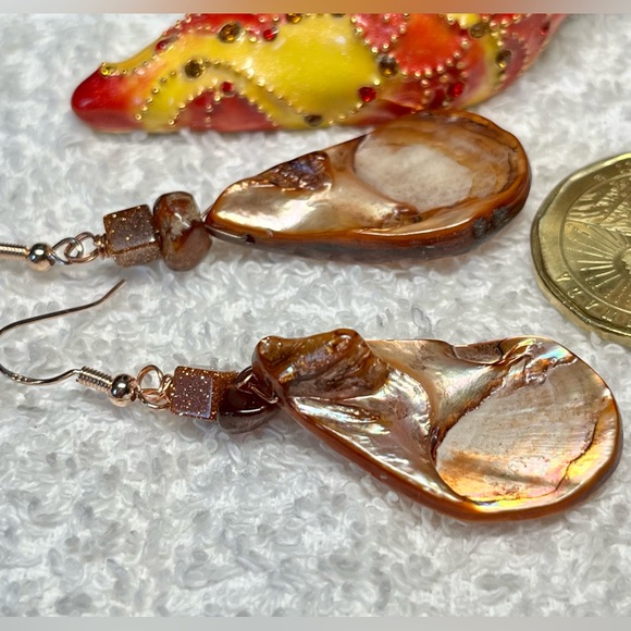🐚Genuine shell earrings in sterling silver/gold - Picture 8 of 11
